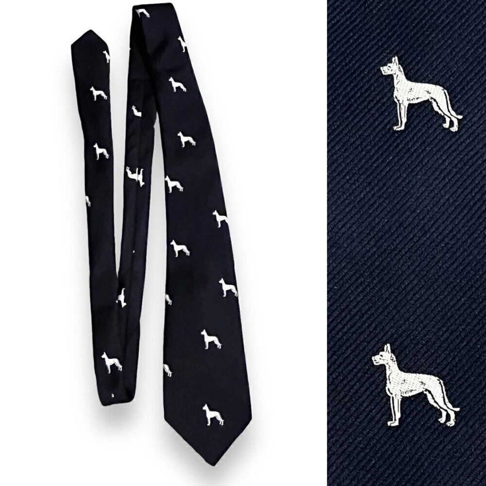 Vintage Reis of New Haven Neck Tie All Over Dog Print Dalmation? Navy Preppy